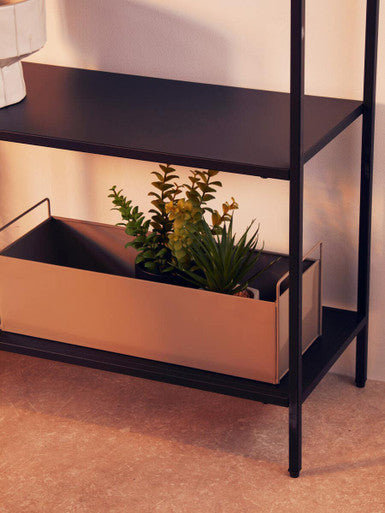 Orsina Acero Black Metal Console Table – 2-Tier Storage Shelf