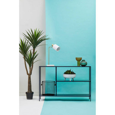 Orsina Acero Black Metal Console Table – 2-Tier Storage Shelf