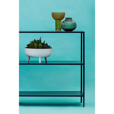 Orsina Acero Black Metal Console Table – 2-Tier Storage Shelf