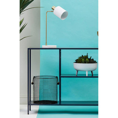 Orsina Acero Black Metal Console Table – 2-Tier Storage Shelf