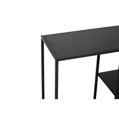 Orsina Acero Black Metal Console Table – 2-Tier Storage Shelf