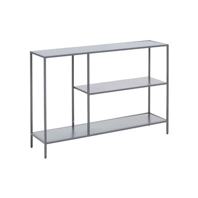 Orsina Acero Grey Metal Console Table | Two-Tier Open Shelf Storage