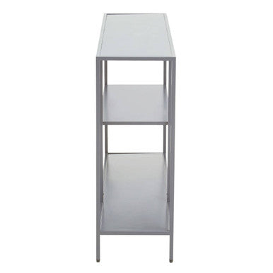 Orsina Acero Grey Metal Console Table | Two-Tier Open Shelf Storage