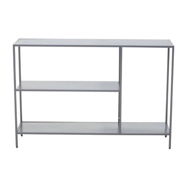 Orsina Acero Grey Metal Console Table | Two-Tier Open Shelf Storage