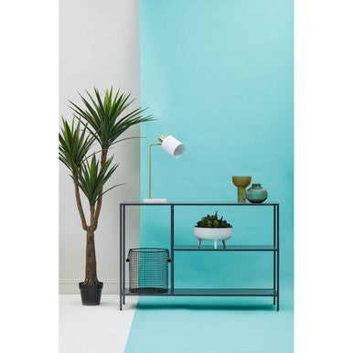 Orsina Acero Grey Metal Console Table | Two-Tier Open Shelf Storage