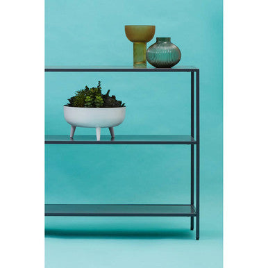 Orsina Acero Grey Metal Console Table | Two-Tier Open Shelf Storage
