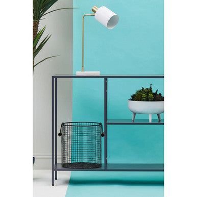 Orsina Acero Grey Metal Console Table | Two-Tier Open Shelf Storage