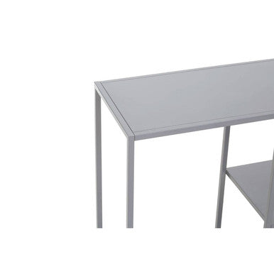 Orsina Acero Grey Metal Console Table | Two-Tier Open Shelf Storage