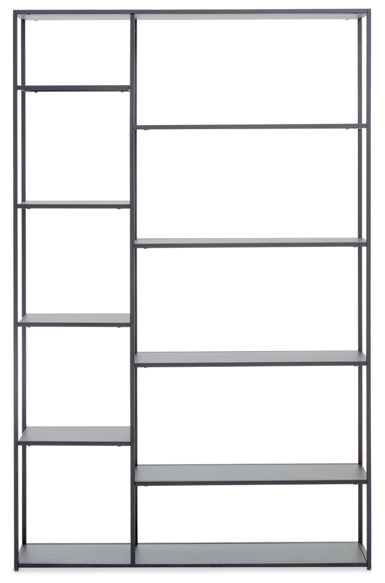 Orsina Acero Grey Metal Multi Shelf Unit | Modern Industrial Bookcase