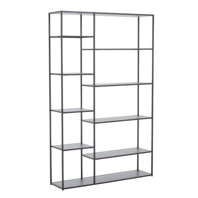 Orsina Acero Grey Metal Multi Shelf Unit | Modern Industrial Bookcase