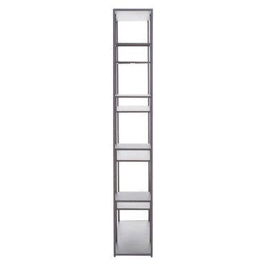 Orsina Acero Grey Metal Multi Shelf Unit | Modern Industrial Bookcase