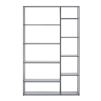 Orsina Acero Grey Metal Multi Shelf Unit | Modern Industrial Bookcase