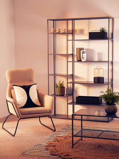 Orsina Acero Grey Metal Multi Shelf Unit | Modern Industrial Bookcase