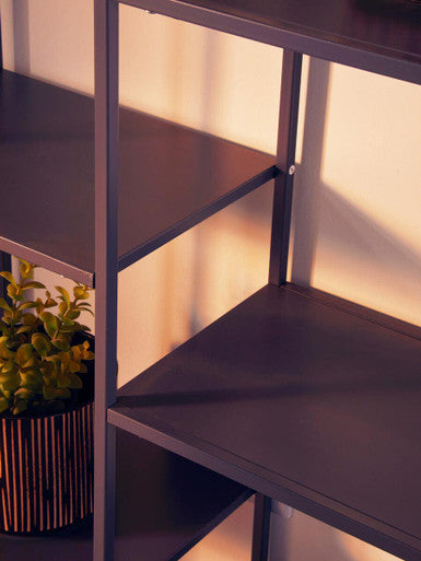 Orsina Acero Grey Metal Multi Shelf Unit | Modern Industrial Bookcase