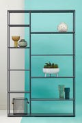 Orsina Acero Grey Metal Multi Shelf Unit | Modern Industrial Bookcase