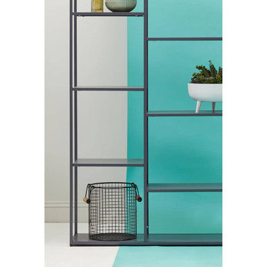 Orsina Acero Grey Metal Multi Shelf Unit | Modern Industrial Bookcase