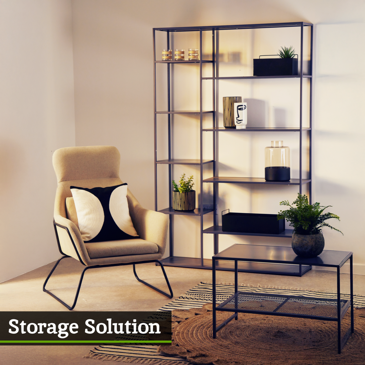 Orsina Acero Grey Metal Multi Shelf Unit | Modern Industrial Bookcase