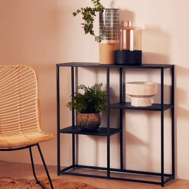 Orsina Acero Black Metal Multi Shelf Unit | Industrial Steel Bookshelf