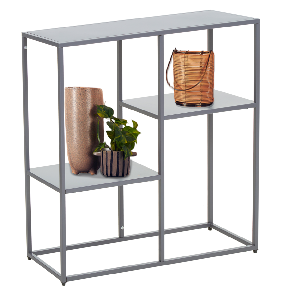 Orsina Acero Grey Metal Three Tier Shelf Unit | Industrial Storage