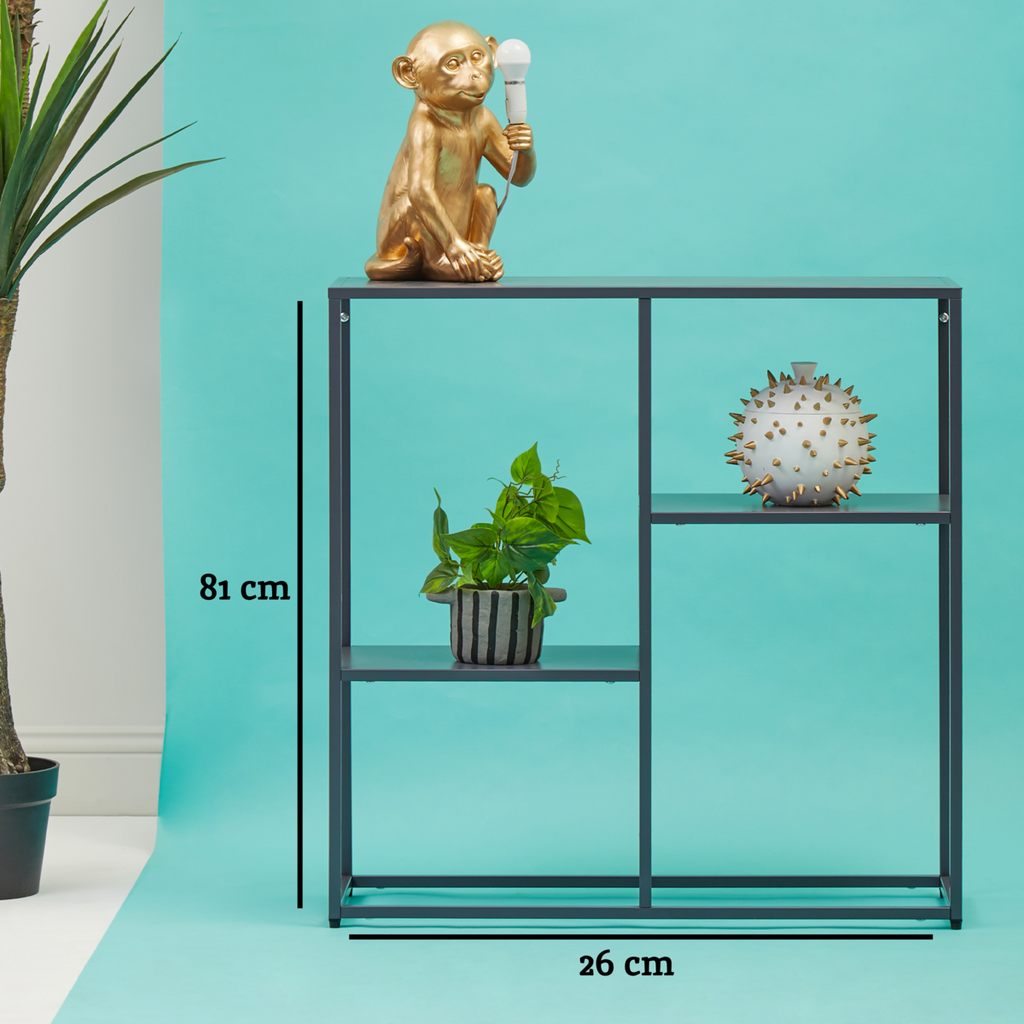 Orsina Acero Grey Metal Three Tier Shelf Unit | Industrial Storage