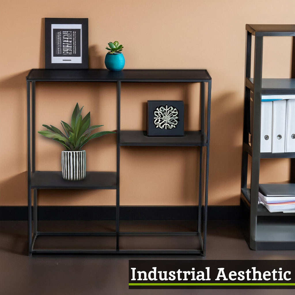 Orsina Acero Grey Metal Three Tier Shelf Unit | Industrial Storage