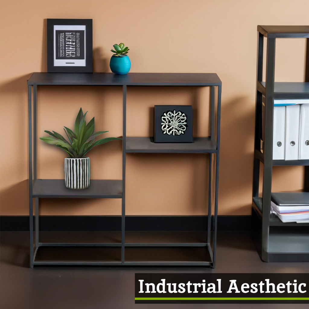 Orsina Acero Grey Metal Three Tier Shelf Unit | Industrial Storage