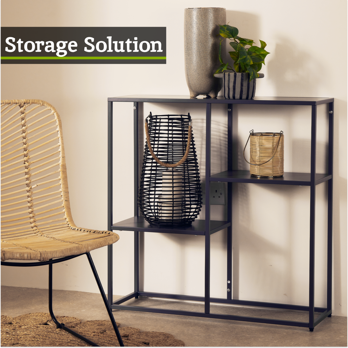 Orsina Acero Grey Metal Three Tier Shelf Unit | Industrial Storage