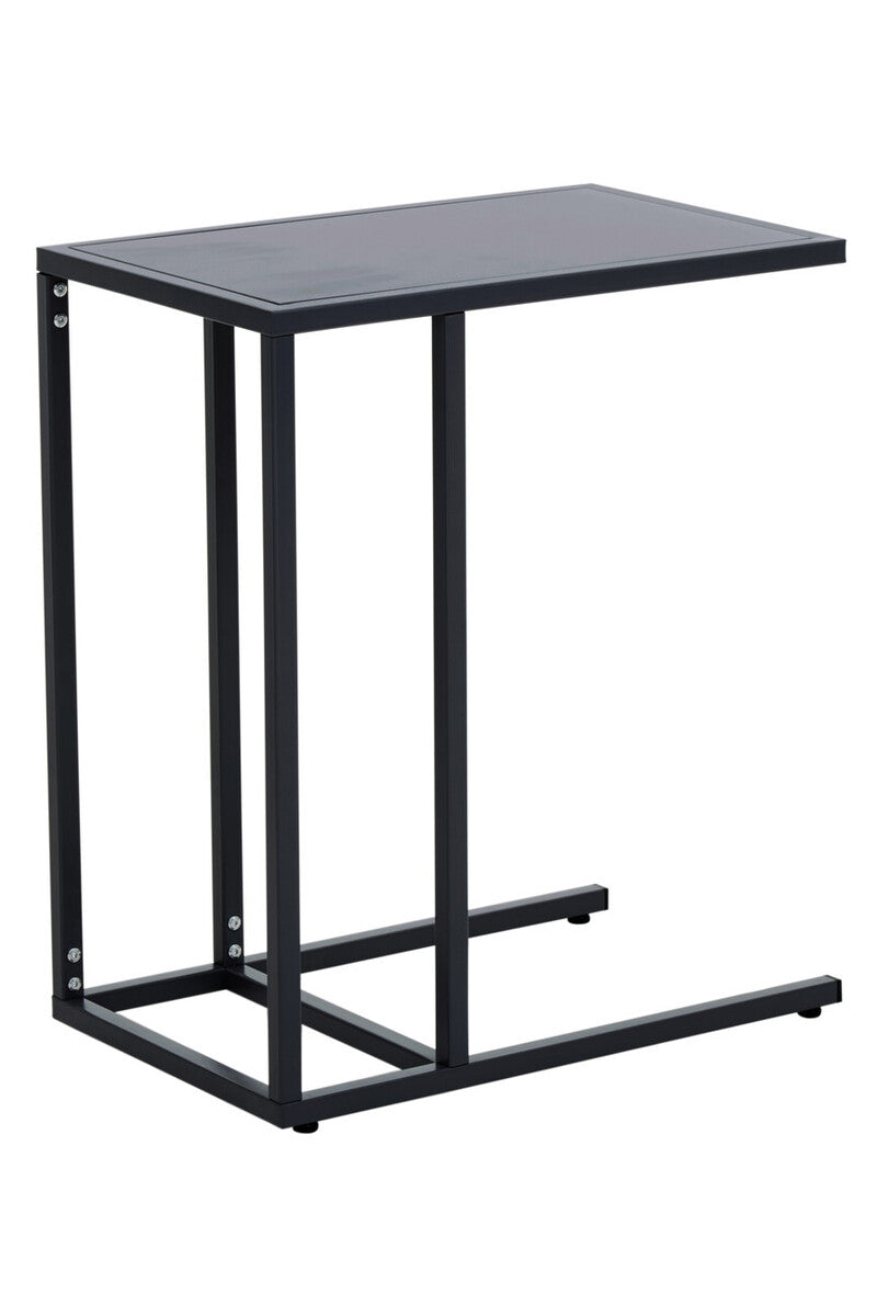 Orsina Acero C-Shaped Metal Side Table – Black Powder Coated Finish