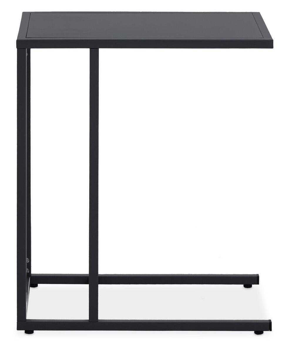 Orsina Acero C-Shaped Metal Side Table – Black Powder Coated Finish