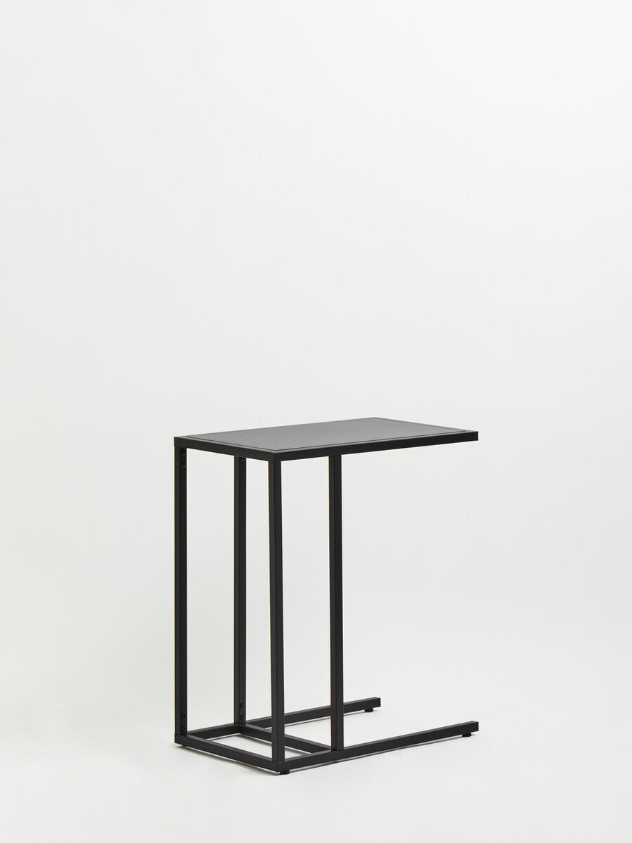 Orsina Acero C-Shaped Metal Side Table – Black Powder Coated Finish