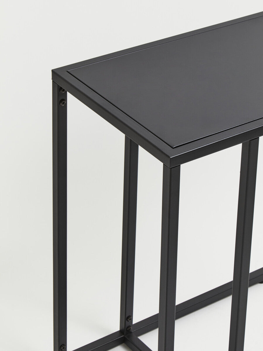 Orsina Acero C-Shaped Metal Side Table – Black Powder Coated Finish