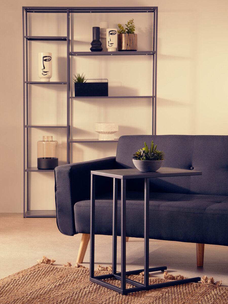 Orsina Acero C-Shaped Metal Side Table – Black Powder Coated Finish