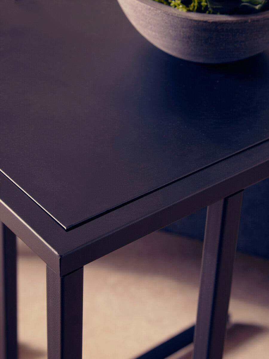 Orsina Acero C-Shaped Metal Side Table – Black Powder Coated Finish
