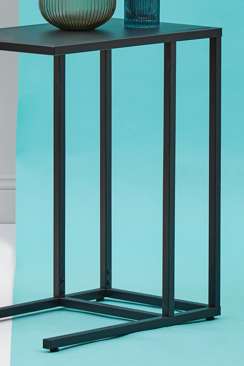 Orsina Acero C-Shaped Metal Side Table – Black Powder Coated Finish