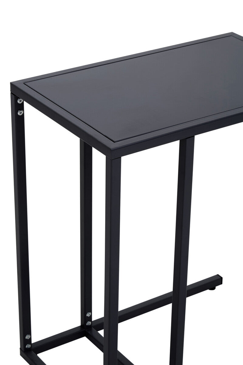 Orsina Acero C-Shaped Metal Side Table – Black Powder Coated Finish