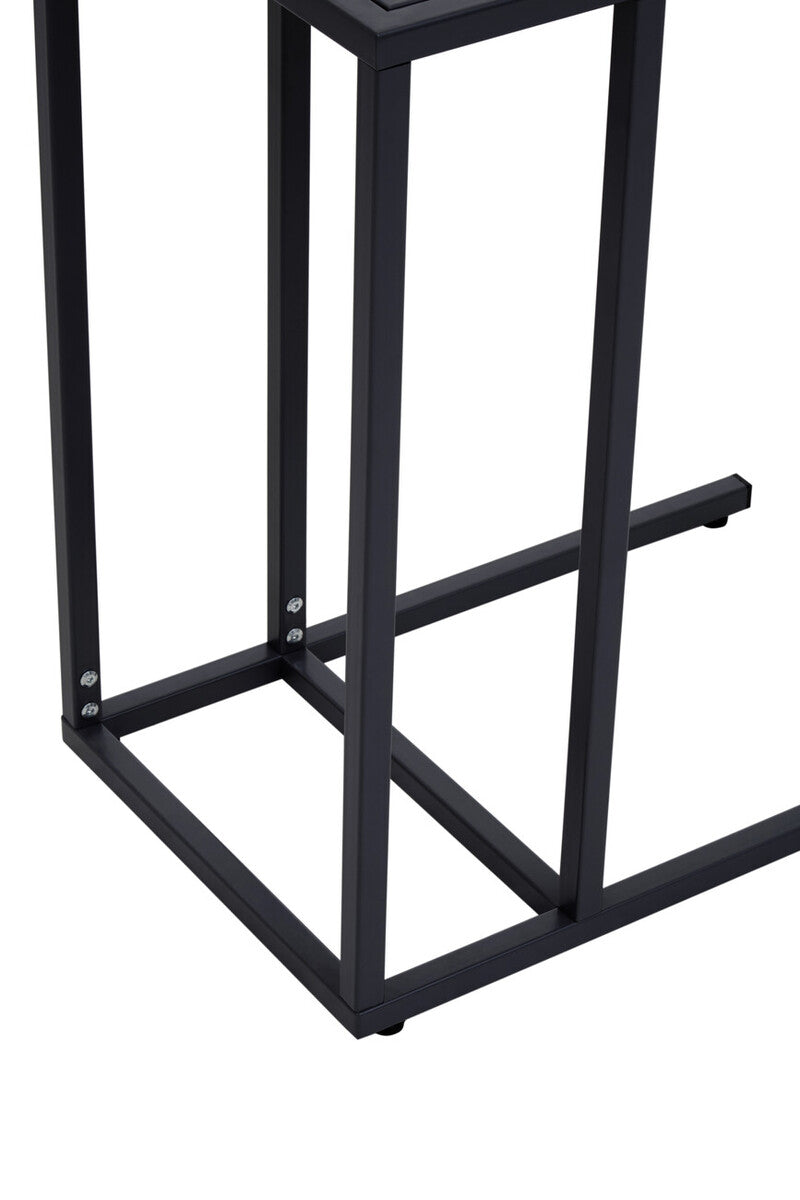 Orsina Acero C-Shaped Metal Side Table – Black Powder Coated Finish