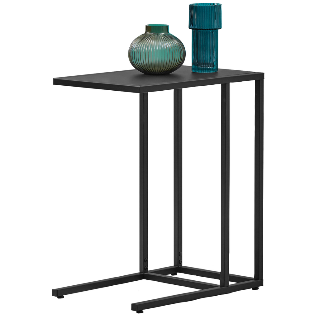Orsina Acero C-Shaped Metal Side Table – Black Powder Coated Finish