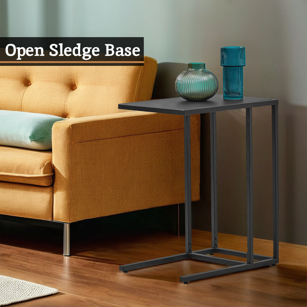 Orsina Acero C-Shaped Metal Side Table – Black Powder Coated Finish