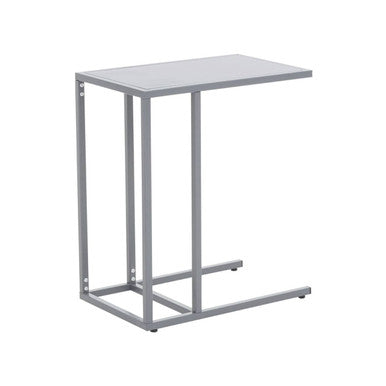Orsina Acero Grey Metal Side Table – Modern C-Shaped End Table