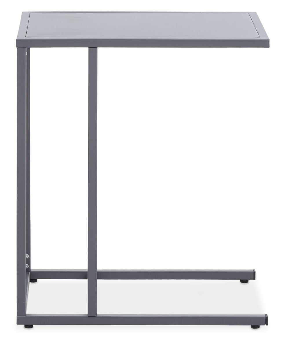 Orsina Acero Grey Metal Side Table – Modern C-Shaped End Table