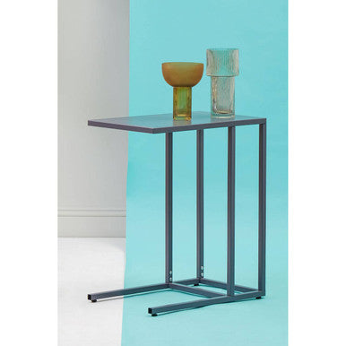 Orsina Acero Grey Metal Side Table – Modern C-Shaped End Table
