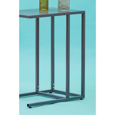 Orsina Acero Grey Metal Side Table – Modern C-Shaped End Table