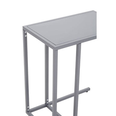 Orsina Acero Grey Metal Side Table – Modern C-Shaped End Table