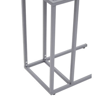 Orsina Acero Grey Metal Side Table – Modern C-Shaped End Table