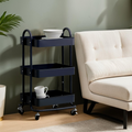 Orsina Acero Three Tier Black Metal Trolley | Industrial Rolling Cart