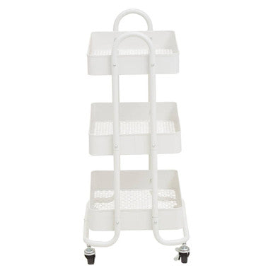 Orsina Acero 3-Tier White Metal Rolling Trolley | Mobile Storage Cart
