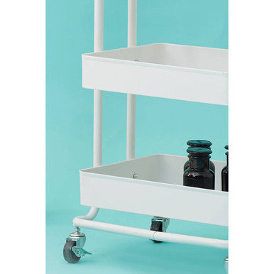Orsina Acero 3-Tier White Metal Rolling Trolley | Mobile Storage Cart