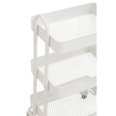 Orsina Acero 3-Tier White Metal Rolling Trolley | Mobile Storage Cart