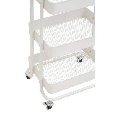 Orsina Acero 3-Tier White Metal Rolling Trolley | Mobile Storage Cart