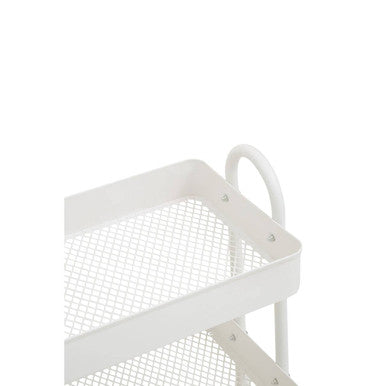 Orsina Acero 3-Tier White Metal Rolling Trolley | Mobile Storage Cart